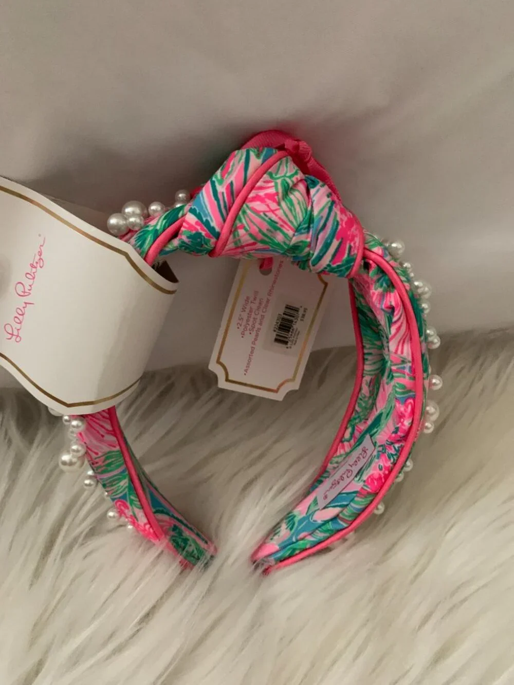 LILLY PULITZER Coming in Hot Pearl Embellished Knotted Headband